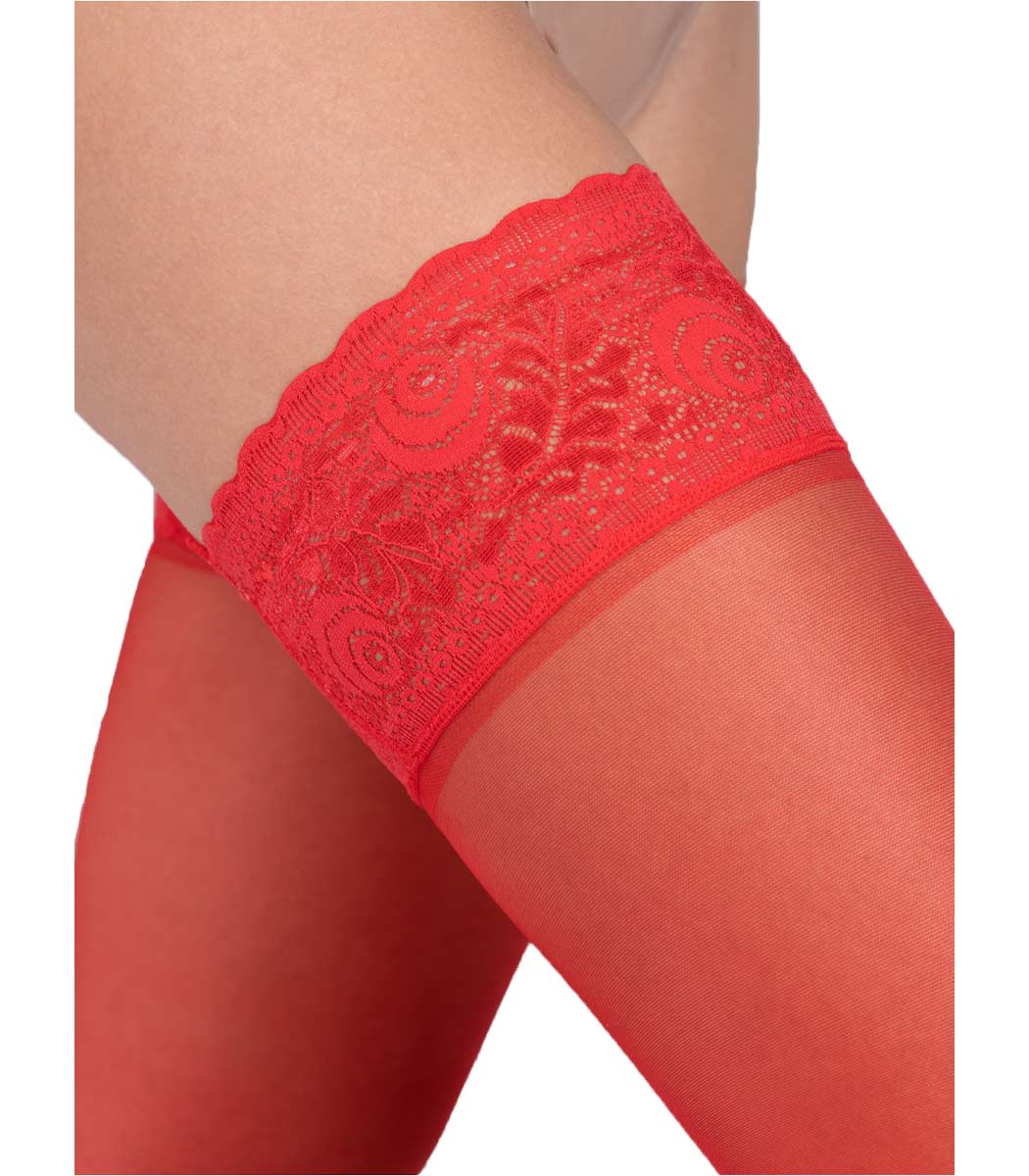 Hold-up stockings with romantic lace top ROSY 20 DEN
