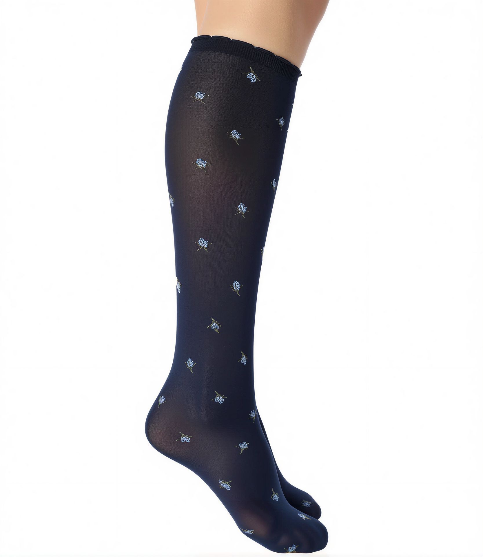 or-floral.roses50knie Oroblú Blau – Seitenansicht rechts