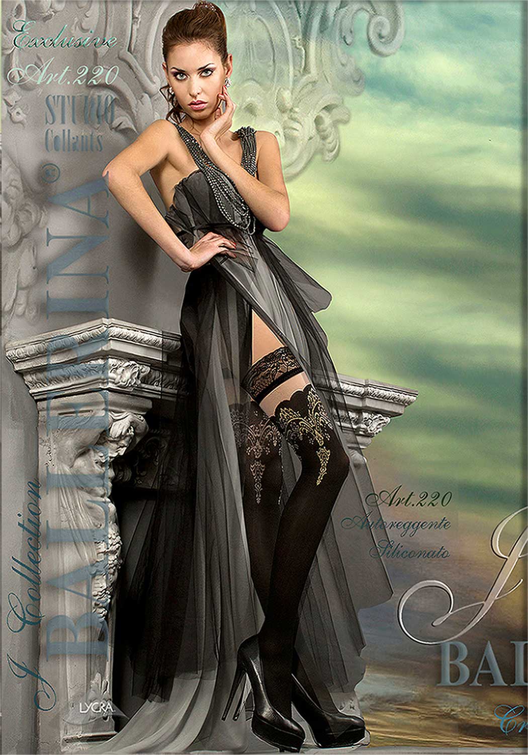 Ballerina StayUp Art. 220 kontrastierende Ornamente 20 DEN