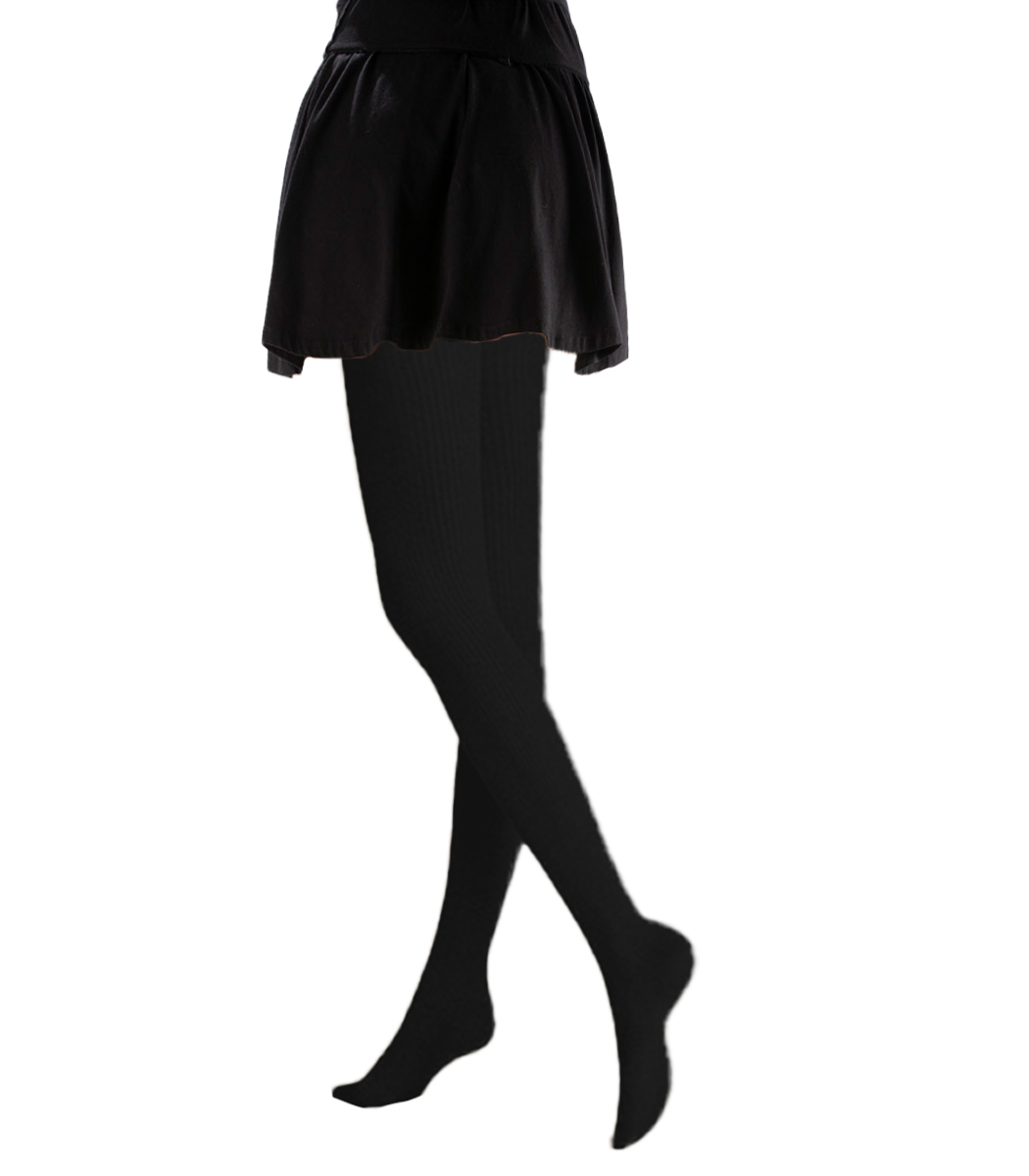Knitted tights with ribbed pattern