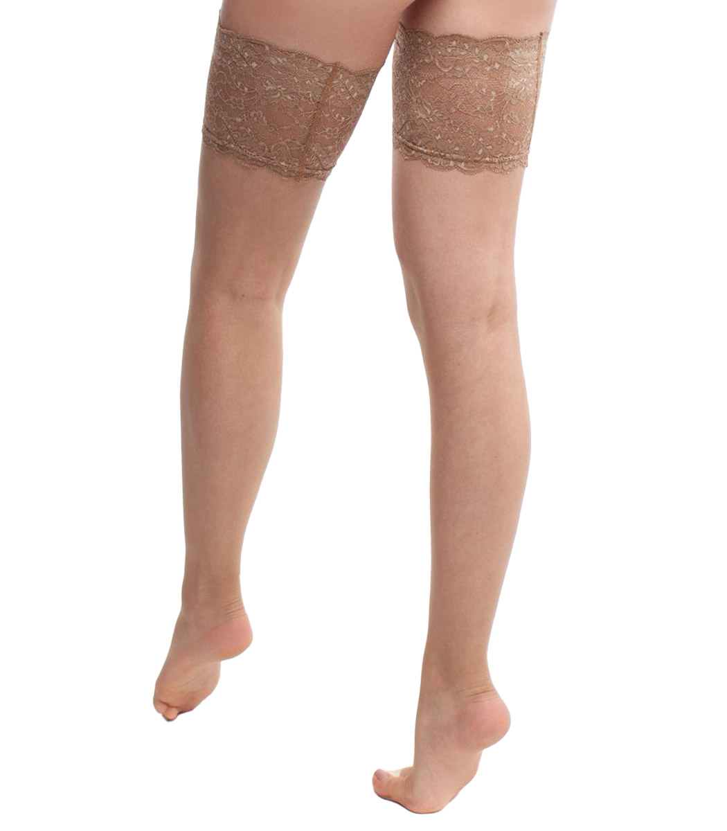 Hold-up stockings with extra wide top band VOILE 8DEN