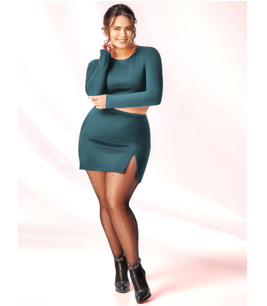 Tights with dotted pattern XXL AMALIA-POSITIVE 20 DEN