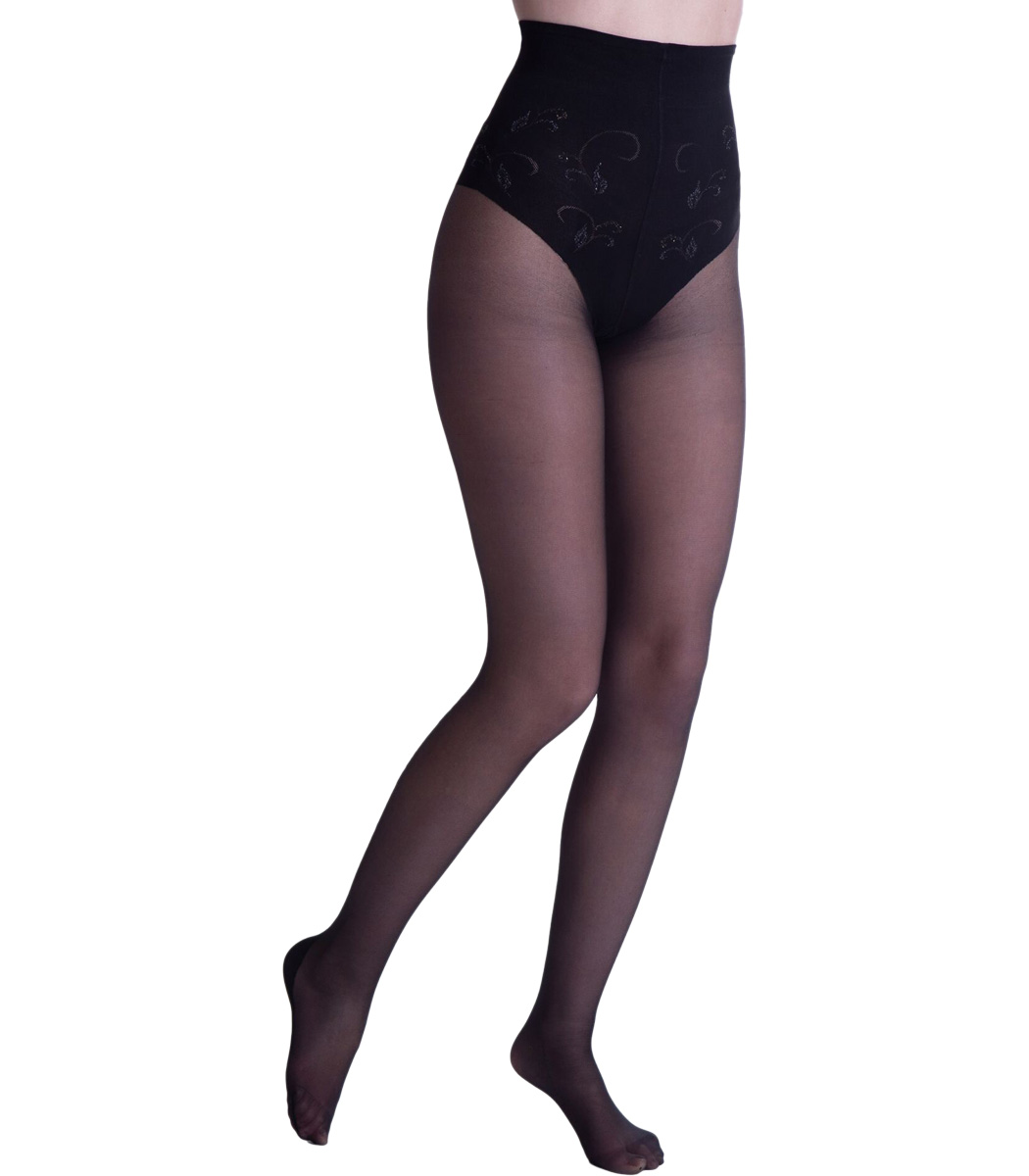 Tights with back seam made of floral tendrils SERENITY 20DEN