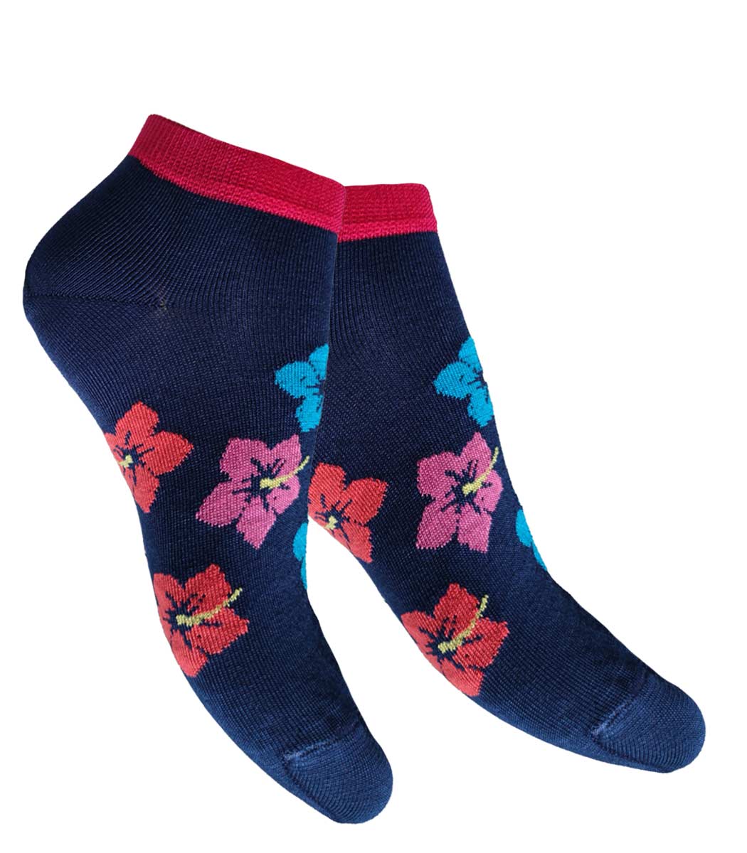 Sneaker socks with colourful flowers HIBISKUS