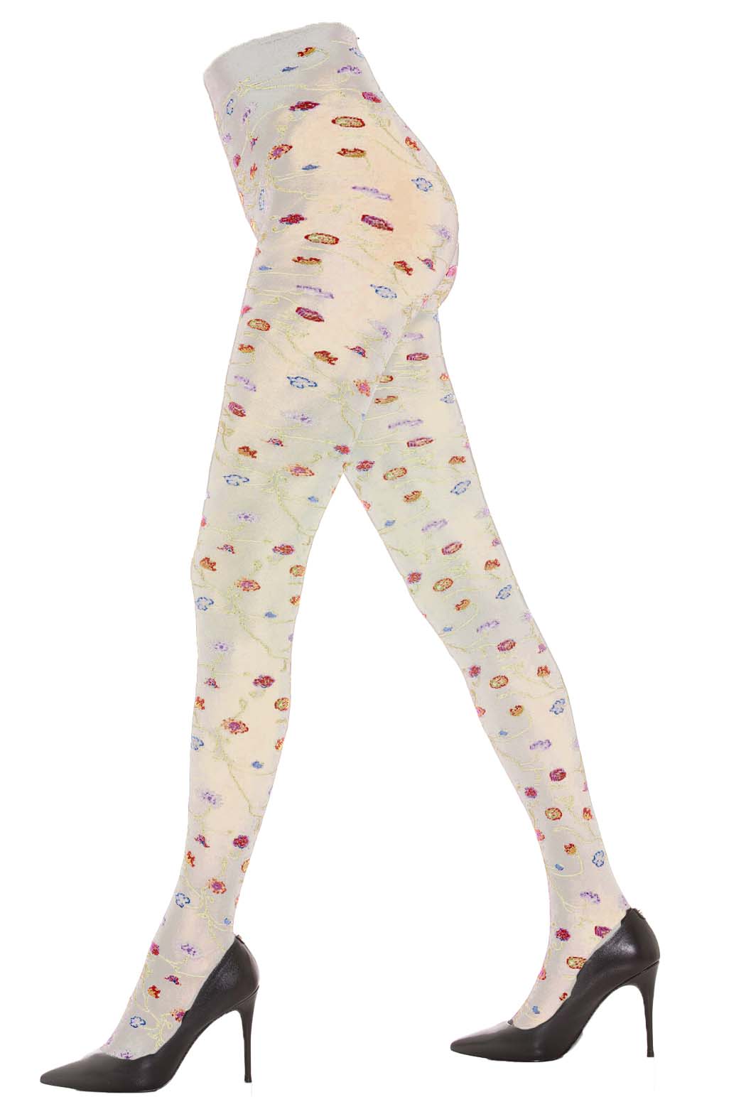 Tights with floral pattern FLEURS 80DEN