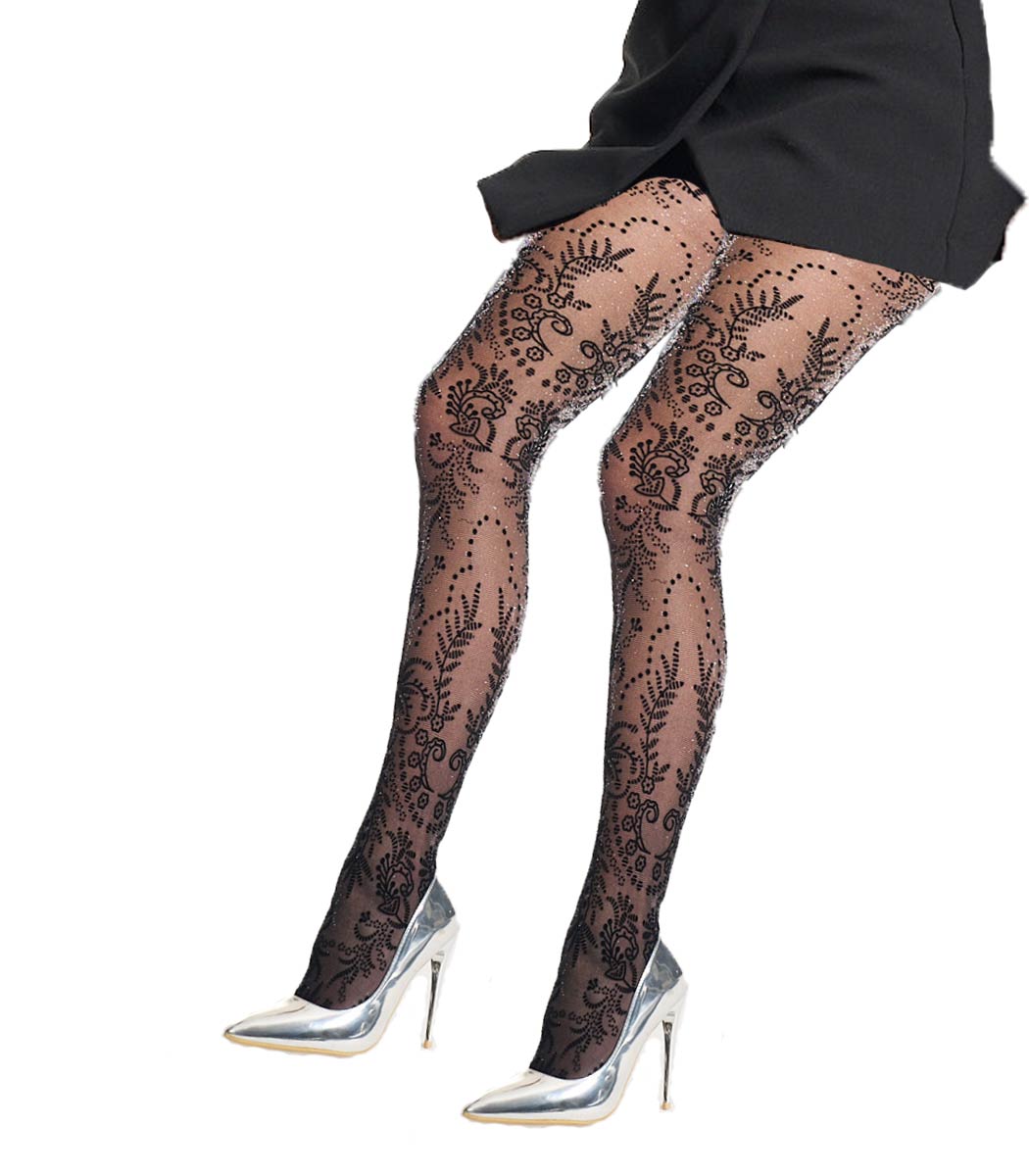 Tights with lurex shimmer and lace pattern FLOCK PIZZO 40DEN
