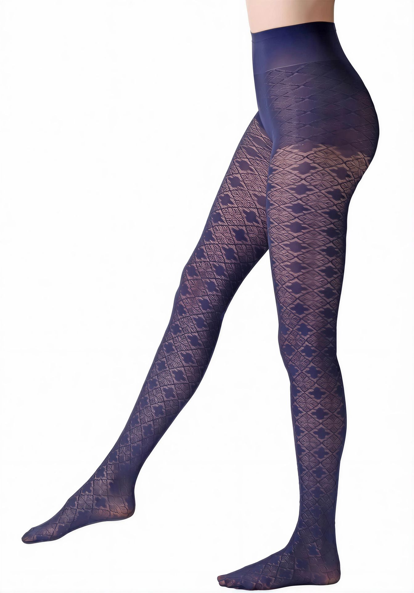 or-jacquard40 Oroblú Blau – Seitenansicht links