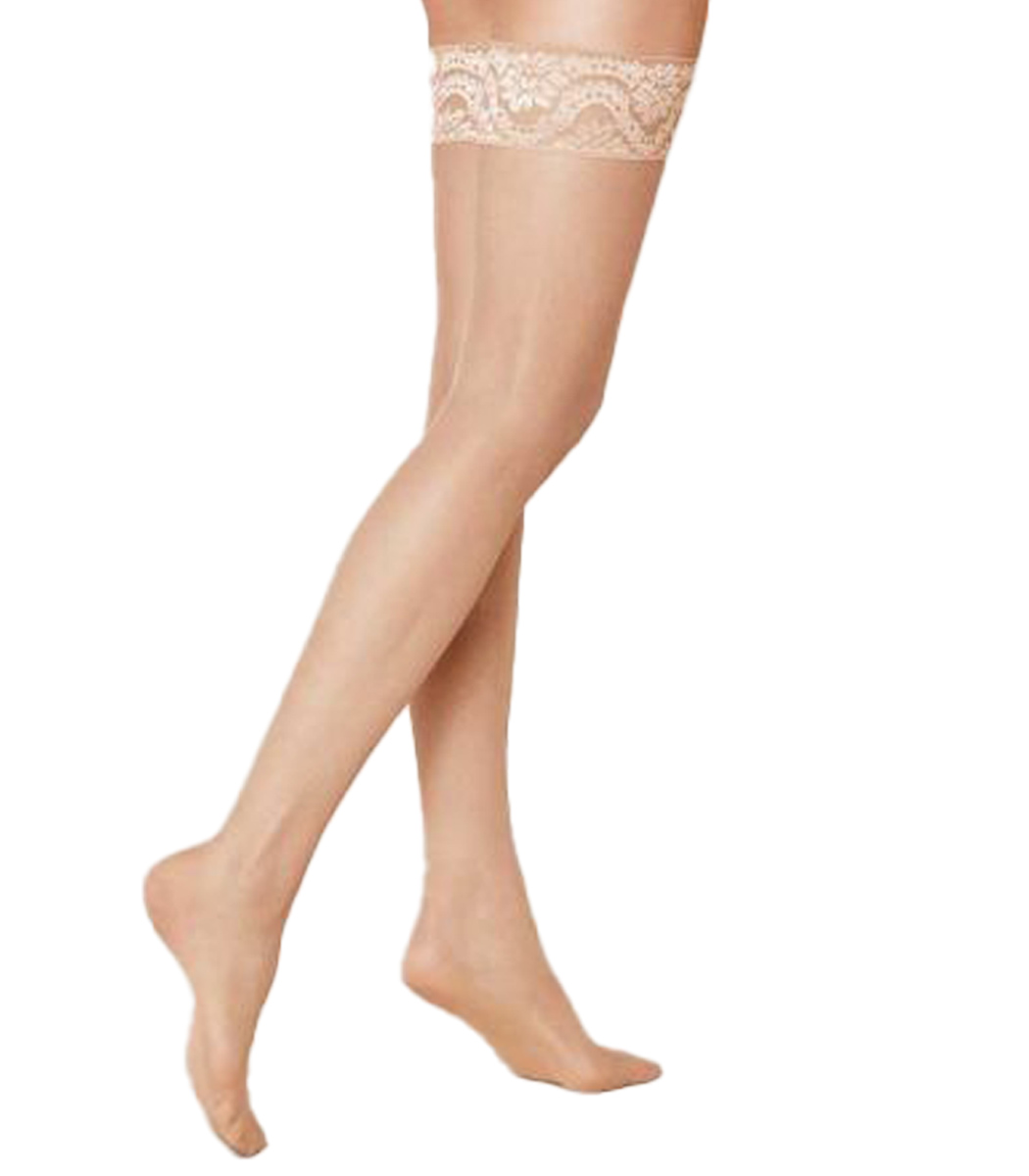 Stockings with charming floral edging band MYSTIQUE 20DEN