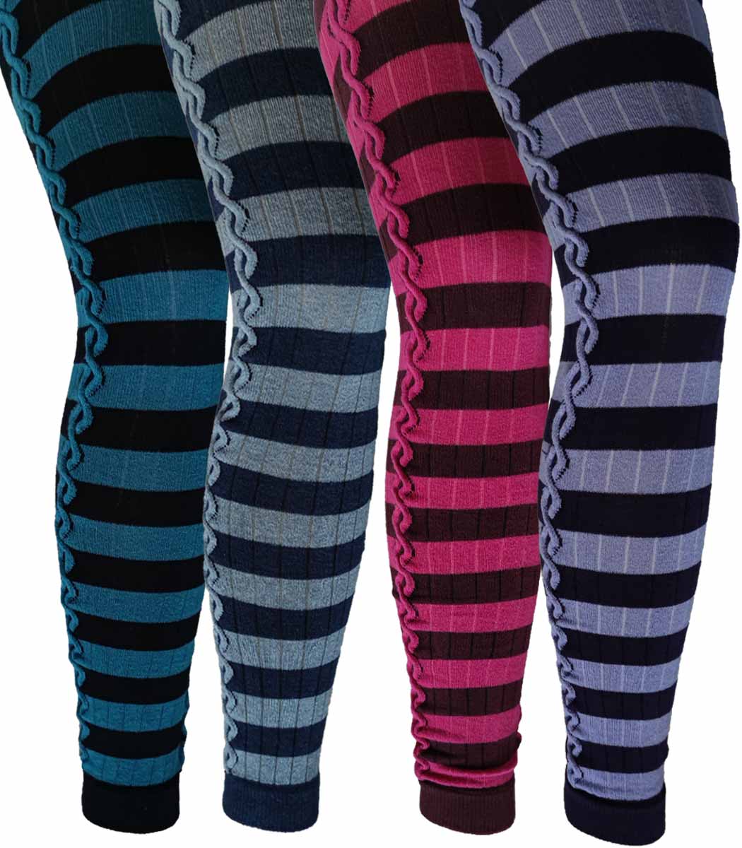 Leggings with ribbed and braided pattern