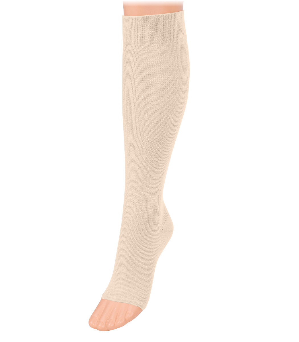 Cotton support knee socks with open toe TWIN