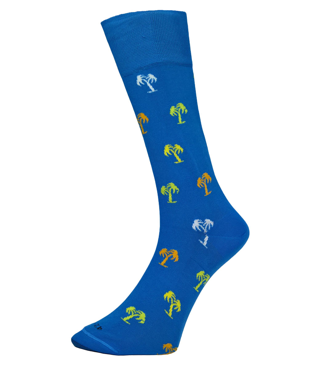Fashionable men's cotton sock with palm trees
